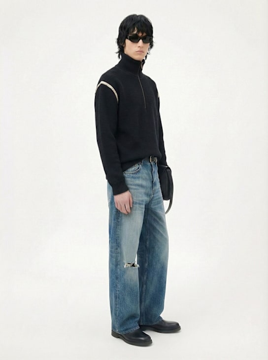 Maison Margiela: Wool half zip knit sweater - men_1 | Luisa Via Roma
