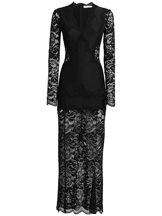 Rabanne: Vestido largo de encaje - Negro - women_0 | Luisa Via Roma