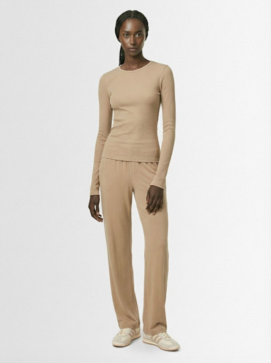 Éterne: Cotton blend lounge pants - Taupe - women_1 | Luisa Via Roma