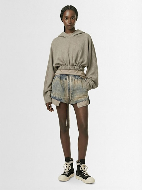 Rick Owens DRKSHDW: Fog denim shorts - Light Grey - women_1 | Luisa Via Roma