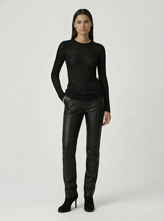 Ann Demeulemeester: Top court à manches longues froissé Oke - women_1 | Luisa Via Roma