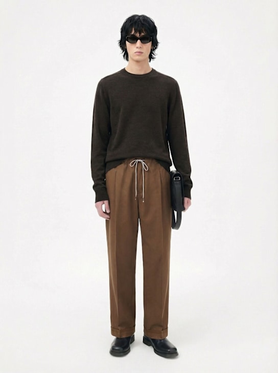 Maison Margiela: Wool blend wide pants - Almond - men_1 | Luisa Via Roma