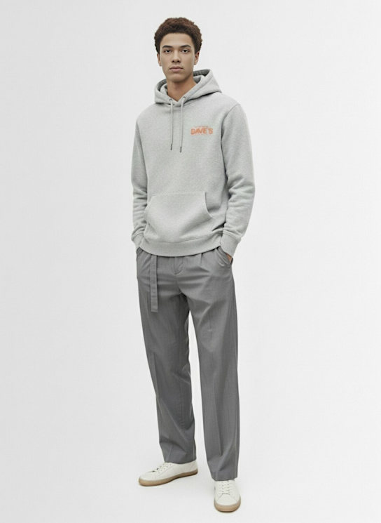 Roy Roger's: Cotton blend sweatshirt hoodie - Grey Mel - men_1 | Luisa Via Roma