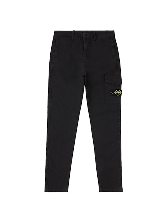 Stone Island Junior: Stretch cotton slim pants - kids-boys_0 | Luisa Via Roma