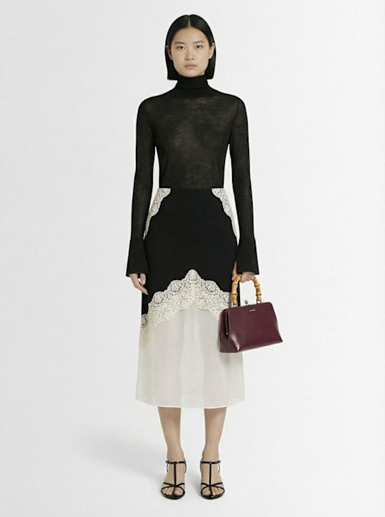 Jil Sander: Wool midi skirt w/ lace - women_1 | Luisa Via Roma