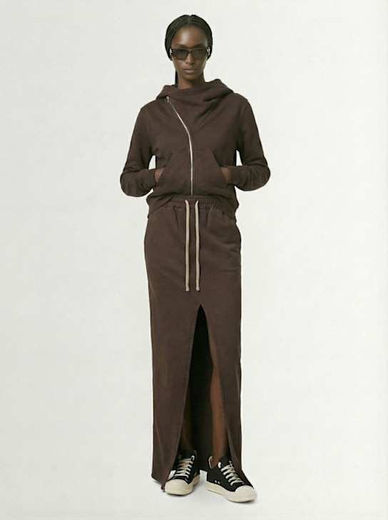 Rick Owens DRKSHDW: Phleg jersey front slit long skirt - Dark Dust - women_1 | Luisa Via Roma