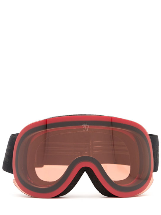 Moncler: Mirrored nylon ski googles - Matte Red - men_0 | Luisa Via Roma
