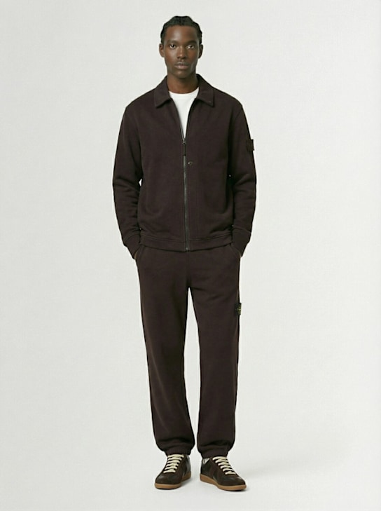 Stone Island: Wool & cotton sweatpants - Dark Brown - men_1 | Luisa Via Roma