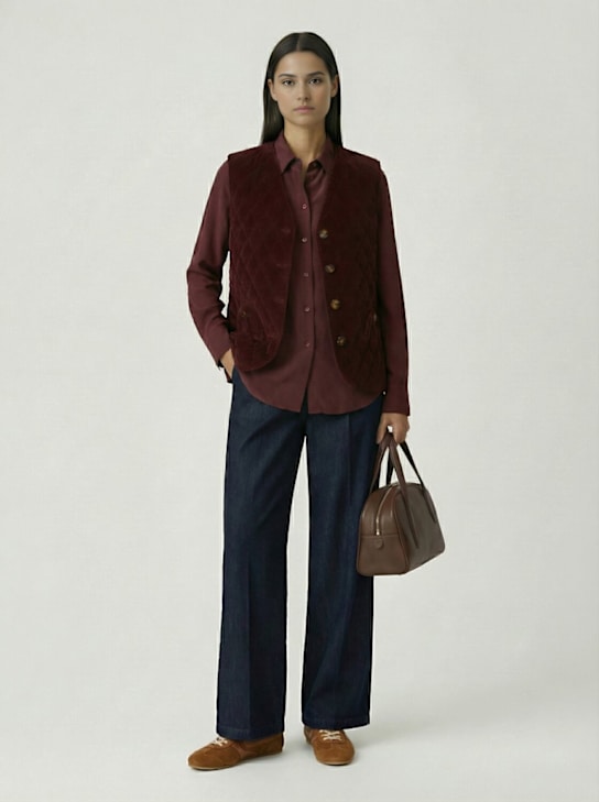 Blazé Milano: Suffolk cotton vest - Plum - women_1 | Luisa Via Roma