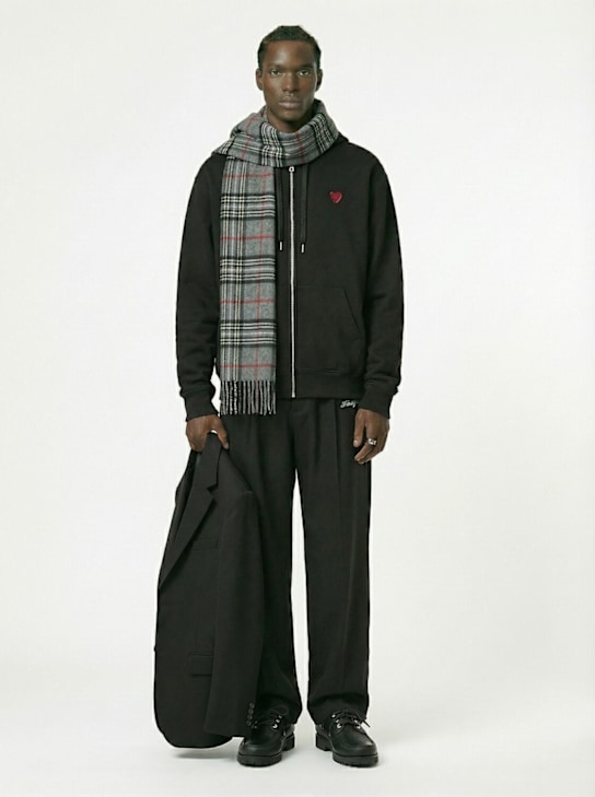 Family First: Heart cotton zip-up hoodie - Black - men_1 | Luisa Via Roma