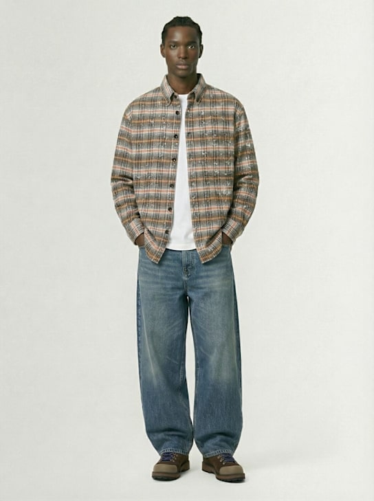 Lc23: Checked wool blend shirt - Beige/Orange - men_1 | Luisa Via Roma