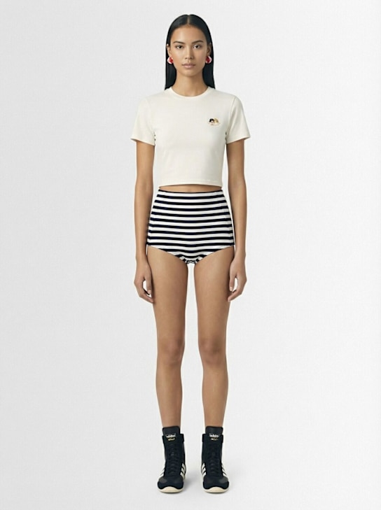 Fiorucci: Striped cotton blend mini shorts - women_1 | Luisa Via Roma