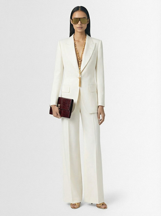 Tom Ford: Fluid viscose & silk twill blazer - White - women_1 | Luisa Via Roma
