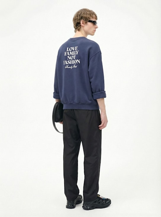 Family First: Logo cotton crewneck sweatshirt - Dark Blue - men_1 | Luisa Via Roma
