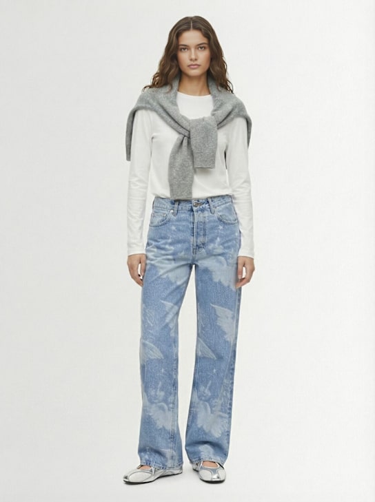 Fiorucci: Angel print straight fit denim jeans - women_1 | Luisa Via Roma