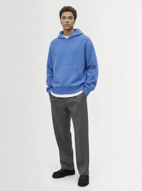 Lc23: Strickpullover aus Wollmischung mit Kapuze - Blau - men_1 | Luisa Via Roma