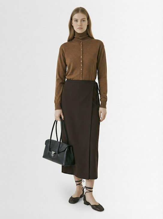 Lemaire: Buttoned wool fitted cardigan - Beige - women_1 | Luisa Via Roma