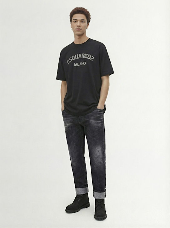 Dsquared2: Loose fit cotton t-shirt - Black - men_1 | Luisa Via Roma