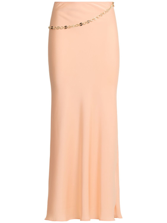 Rabanne: Double satin midi skirt - Salmon Pink - women_0 | Luisa Via Roma