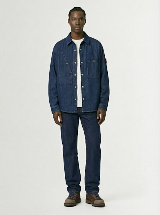 Stone Island: DENIM RESEARCH Cotton shirt - Indigo - men_1 | Luisa Via Roma