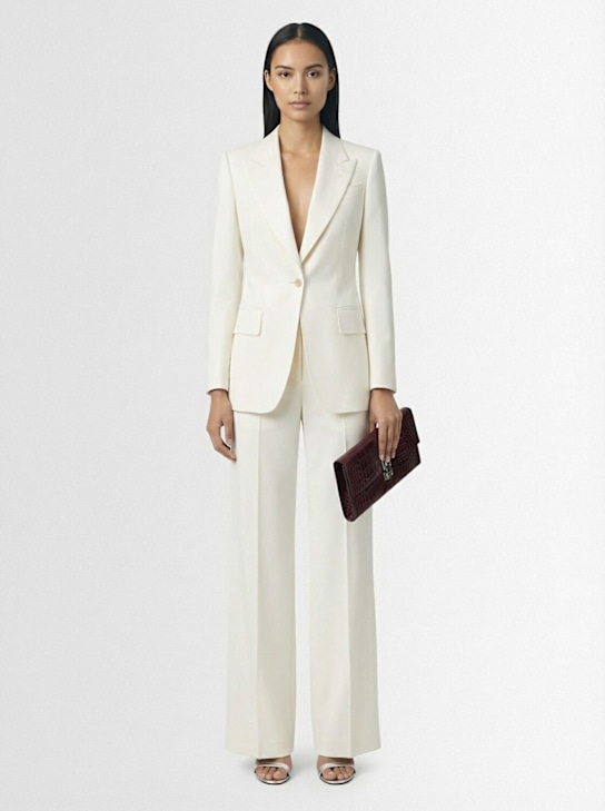 Tom Ford: Fluid viscose & silk twill flared pants - White - women_1 | Luisa Via Roma