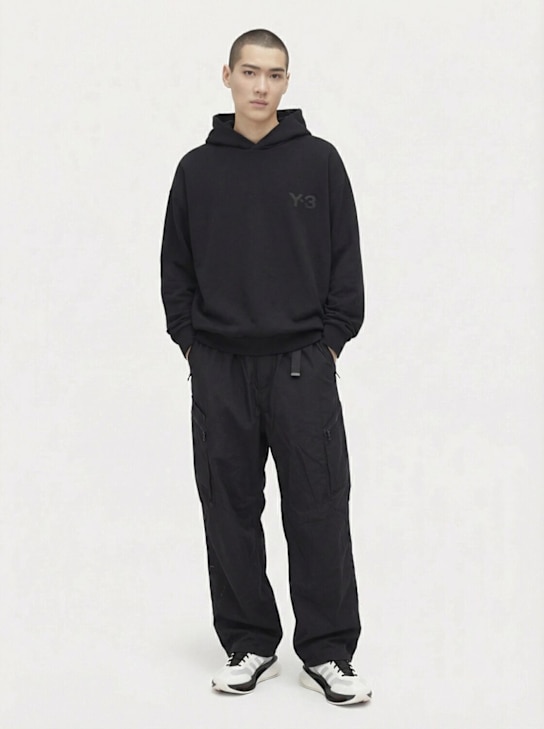 Y-3: Padded lyocell hoodie - Black - men_1 | Luisa Via Roma