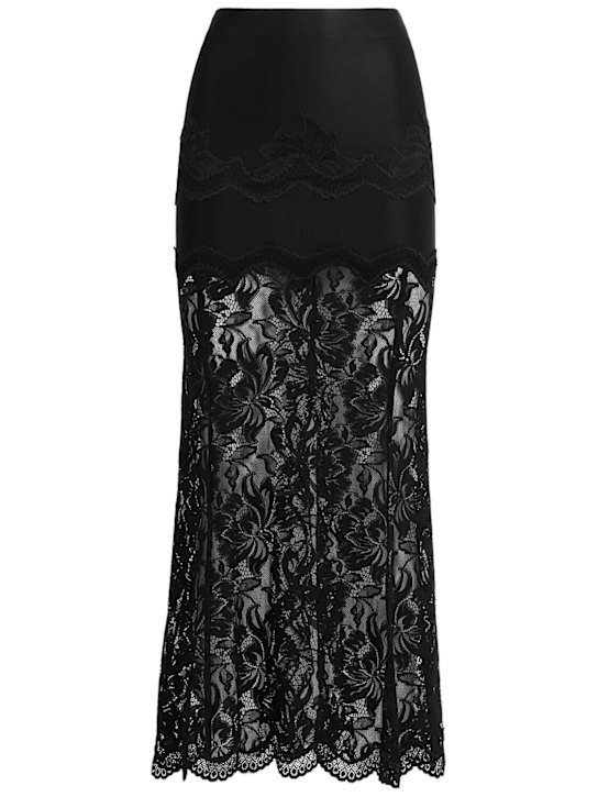 Rabanne: Stretch lace midi skirt - Black - women_0 | Luisa Via Roma