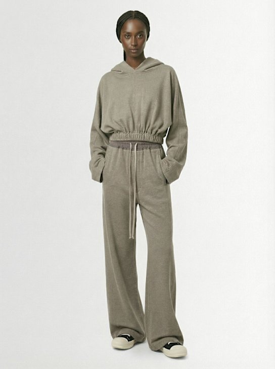 Rick Owens DRKSHDW: Jersey wide leg pants - Heather Grey - women_1 | Luisa Via Roma