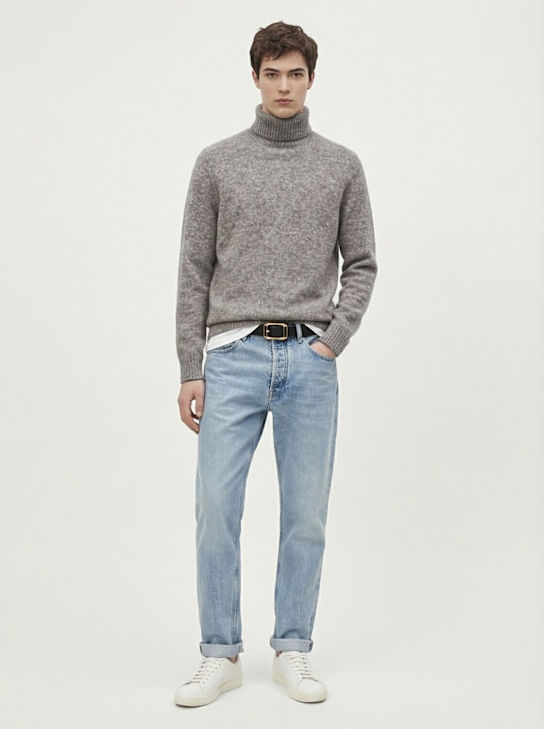 Brunello Cucinelli: Cotton denim straight jeans - Denim - men_1 | Luisa Via Roma