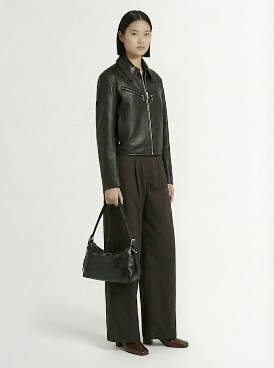 Lemaire: Large cotton chino pants - ブラウン - women_1 | Luisa Via Roma
