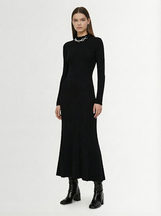 Rabanne: Vestido largo de lana y cashmere con cadena - women_1 | Luisa Via Roma