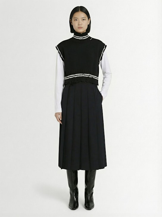 Eenk: Pleated midi skirt - Black - women_1 | Luisa Via Roma