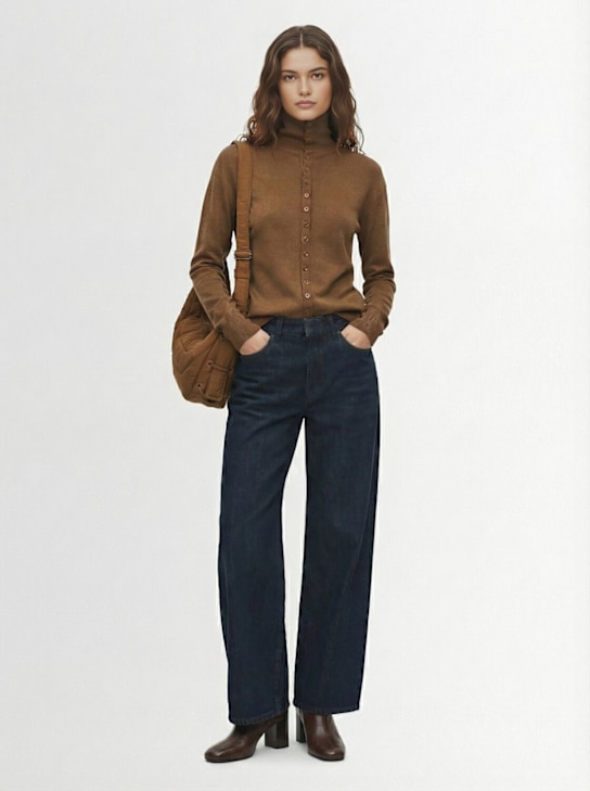 Lemaire: High waist curved cotton pants - women_1 | Luisa Via Roma