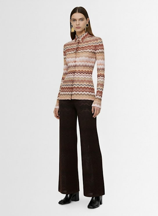 Missoni: Jacquard flared pants - Brown - women_1 | Luisa Via Roma