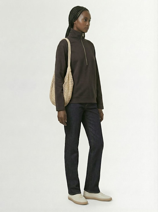 Lemaire: Zipped wool blend sweatshirt - ブラウン - women_1 | Luisa Via Roma
