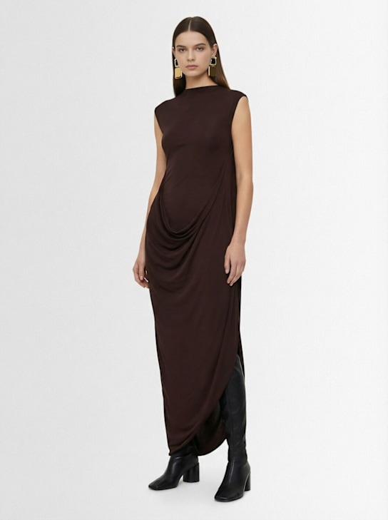 Jean Paul Gaultier: Stretch viscose double-layer long dress - Brown - women_1 | Luisa Via Roma