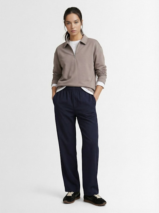 SOTF: Long sleeve cotton blend polo - Grey - women_1 | Luisa Via Roma