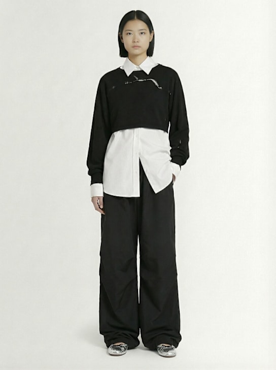Yohji Yamamoto: Wool knit sweater - Black - women_1 | Luisa Via Roma