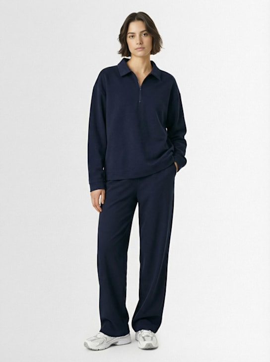 SOTF: Long sleeve cotton blend polo - Blue - women_1 | Luisa Via Roma