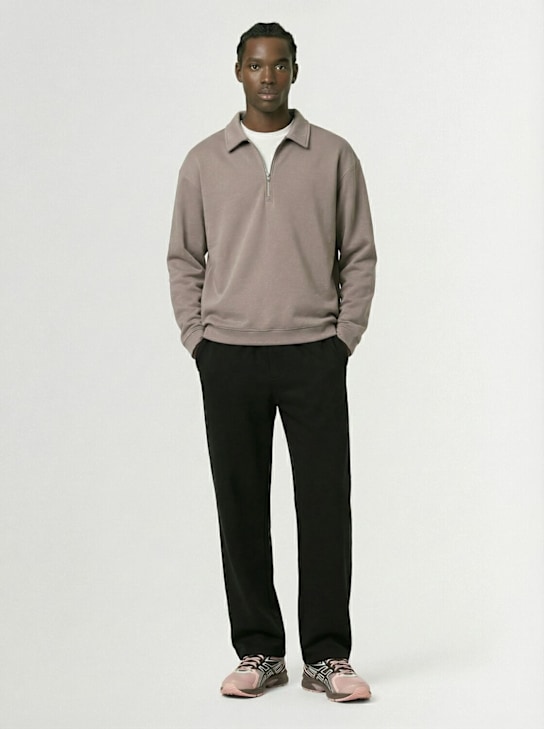 SOTF: Long sleeve cotton blend polo - グレー - men_1 | Luisa Via Roma