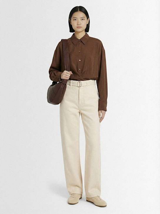 Lemaire: Twisted cotton belted pants - women_1 | Luisa Via Roma