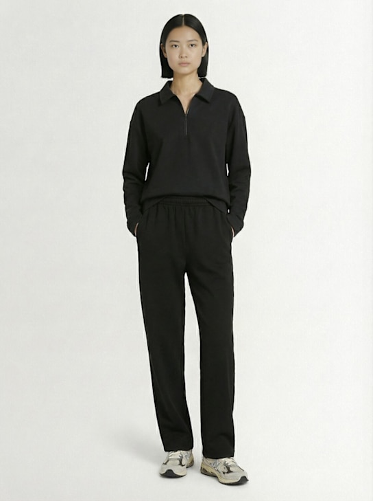 SOTF: Long sleeve cotton blend polo - Black - women_1 | Luisa Via Roma