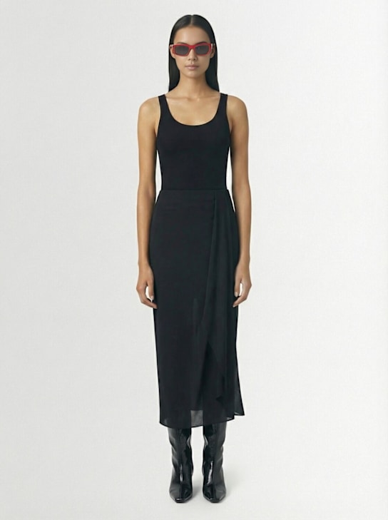 Jean Paul Gaultier: Asymmetrical rounded hem nylon skirt - Black - women_1 | Luisa Via Roma