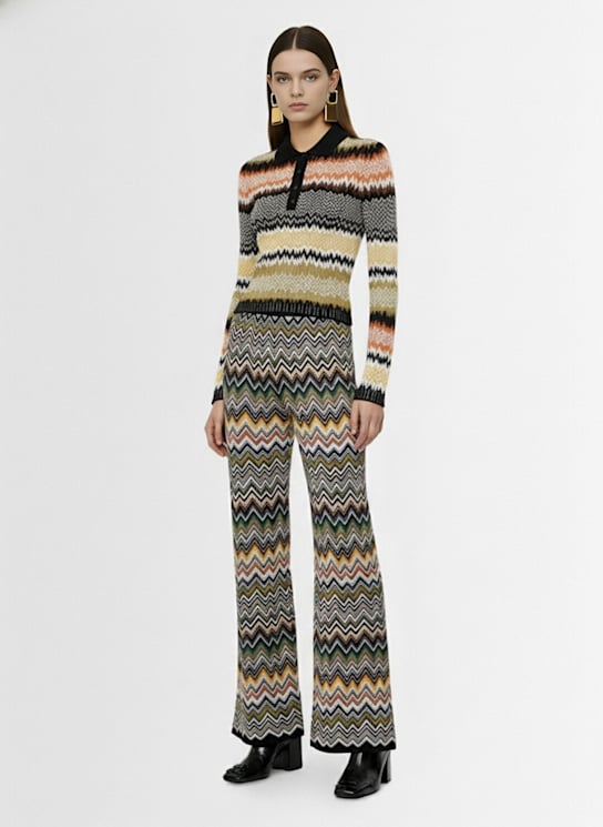 Missoni: Jacquard long sleeve polo top - women_1 | Luisa Via Roma