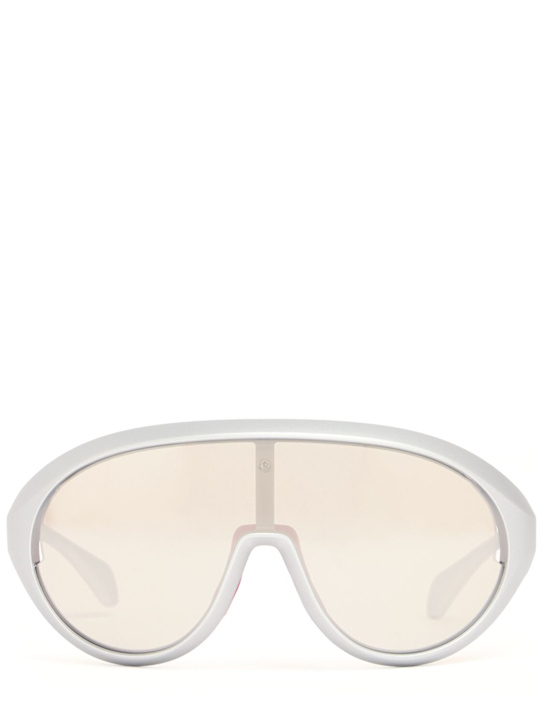 Moncler: Contrast oval sunglasses - Matte Silver - men_0 | Luisa Via Roma