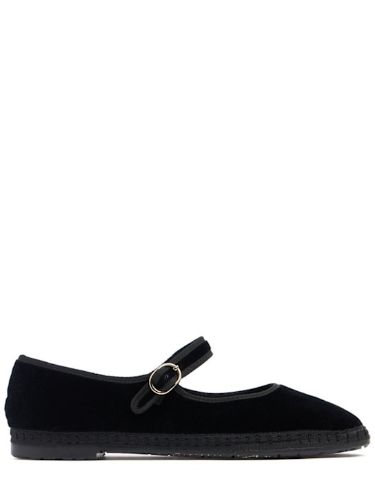 Flabelus: Antonia velvet Mary Jane flats - Black - women_0 | Luisa Via Roma
