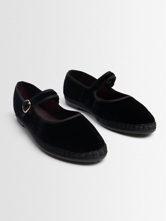 Flabelus: Antonia velvet Mary Jane flats - Black - women_1 | Luisa Via Roma