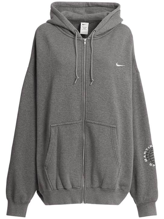 Nike: Martine Rose zip-up hoodie - Charcoal/Steel - women_0 | Luisa Via Roma