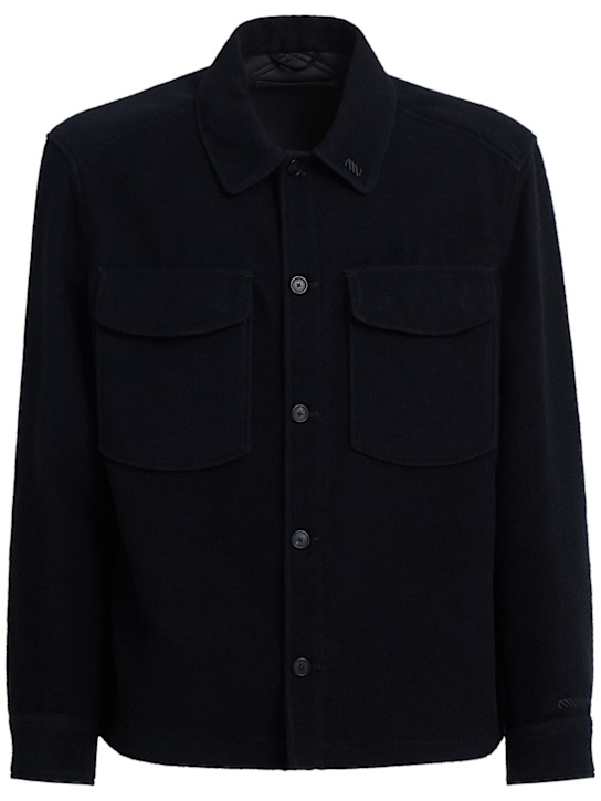 Massimo Osti Studio: Wool & cotton overshirt - Black - men_0 | Luisa Via Roma