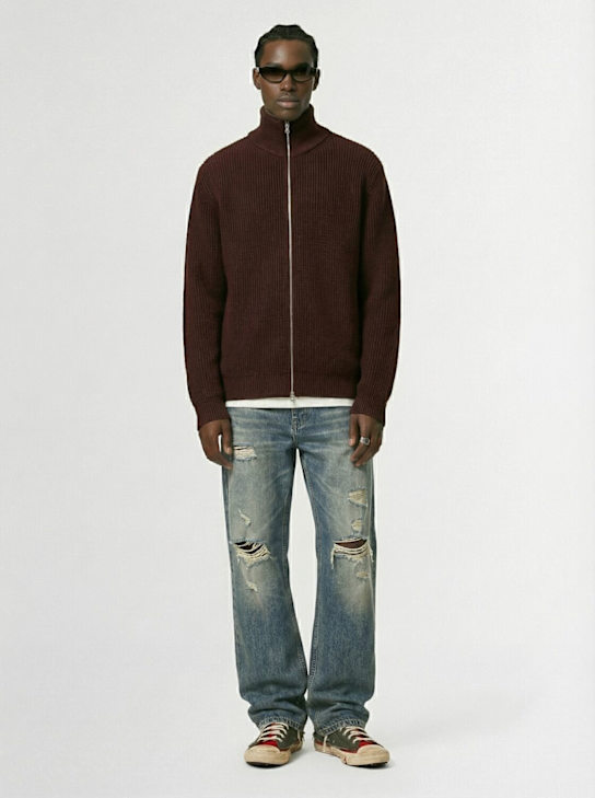 Seven Gauge: Wool knit zip-up sweater - men_1 | Luisa Via Roma